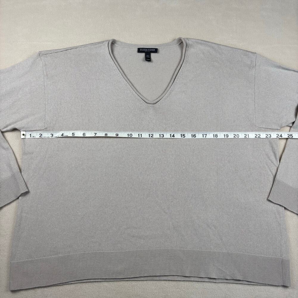 Eileen Fisher Women's Beige Peruvian Organic Cotton blend V Neck Petite Small - Picture 4 of 8